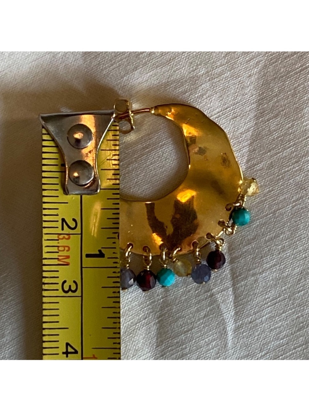 Chan Luu Gold Hoop Earrings with Multicolored Beads - Picture 3 of 4